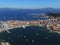 Aerial view of Arousa Island in Pontevedra Galicia Spain