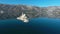 Aerial view of artificial island in the Bay of Kotor, Montenegro. Aerial view.
