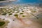 Aerial view of artificial salt farm.. Senegal. West Africa. Photo made by drone from above