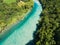 Aerial view of Arve an Rhone river confluent in Geneva Switzerl