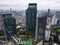 Aerial view of Ascott hotel in Jakarta and noise cloud with cityscape. Ascott hotel is the biggest hotel in jakarta. JAKARTA -