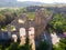 Aerial view of Aspendos aquduct remains