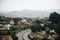 Aerial view of asphalt highway with cars in city Vigo