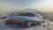 Aerial view of Aspire Zone stadium from at morning timelapse in Doha