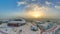 Aerial view of Aspire Zone stadium from at sunrise timelapse in Doha