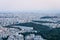 Aerial view of Athens city, Panathenaic Stadium park and sea