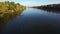 Aerial view of athlete kayaking in rowing canal