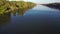 Aerial view of athlete kayaking in rowing canal