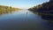 Aerial view of athlete kayaking in rowing canal