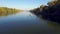 Aerial view of athlete kayaking in rowing canal