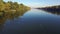 Aerial view of athlete kayaking in rowing canal