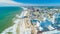 AERIAL VIEW OF ATLANTIC CITY BOARDWALK AND STEEL PIER. NEW JERSEY. USA.