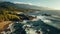 aerial view of the the atlantic coast at the golden hour