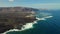 Aerial view Atlantic Ocean and volcanic rocky coastline. Lanzarote. Spain