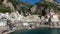 Aerial view of Atrani famous coastal village located on Amalfi Coast, Italy. Small town Atrani on Amalfi Coast in province of