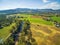 Aerial view of Australian countryside. Ovens River, Myrtleford,