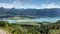 Aerial view Austrian Wolfgangsee from top Schafberg near Sankt Wolfgang