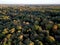 Aerial view of autumn woodlands in Ashridge, England