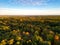 Aerial view of autumn woodlands in Ashridge, England