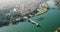 Aerial view of Avignon with Palais des Papes and Rhone river, France