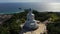 aerial view on the back of white big Phuket Buddha in sunny day.