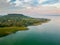 Aerial view of Badacsony hill at lake Balaton, Hungary