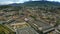 Aerial view of Bahnhof Luzern or Lucerne Main Station and many railroad tracks, Switzerland