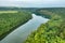 Aerial view of a Bakota Bay, located over flooded Bakota village, part of the National Environmental Park Podilski