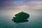 Aerial view of the Ballycotton lighthouse in county Cork, Ireland, at sunrise