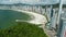 Aerial view of Balneario Camboriu city in Brazil with sandy beach and ocean.