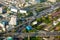 Aerial view of Bangkok city roads and traffic