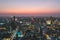 Aerial view of Bangkok city at sunset, from Mahanakhon SkyWalk, Thailand, Asia