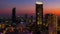 An aerial view of  Bangkok cityscape including Chao Phraya River during night time