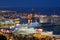 Aerial view of Barcelona city and port with yachts