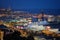 Aerial view of Barcelona city and port with yachts