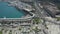 Aerial view of Barcelona with port and Montjuic