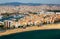 Aerial view of Barceloneta beach. Barcelona
