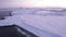 Aerial view of Barents sea coast in Teriberka village in winter