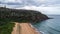 Aerial view of Barrenjoey lighthouse atop headland at Palm Beach, Sydney Australia