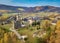 Aerial view of Barsana monastery in Maramures