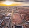 Aerial view of Barstow community a residential city of homes and commercial property community Mojave desert California