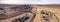 Aerial view of Barstow community a residential city of homes and commercial property community Mojave desert California