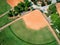 An aerial view of a baseball field.