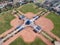 Aerial view of baseball fields