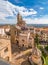 Aerial view of the Basilica of Santa Maria Maggiore and Cappella Colleoni in Citta Alta of Bergamo, Italy