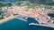 Aerial view of basque fishing town and its coastline