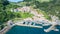 Aerial view of basque fishing town and its coastline