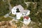 Aerial view of Bass Harbor Head Lighthouse, Acadia National Park, Maine, west side of Mount Desert Island