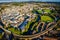 Aerial view of Bath in the morning