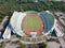 Aerial view Batu Kawan Stadium in evening.